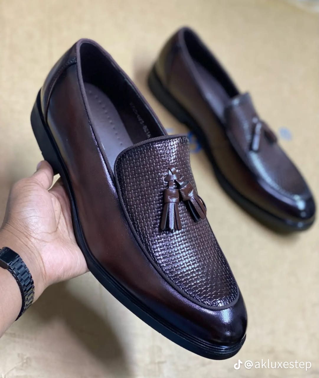 Men's Woven Tassel Leather Loafers
