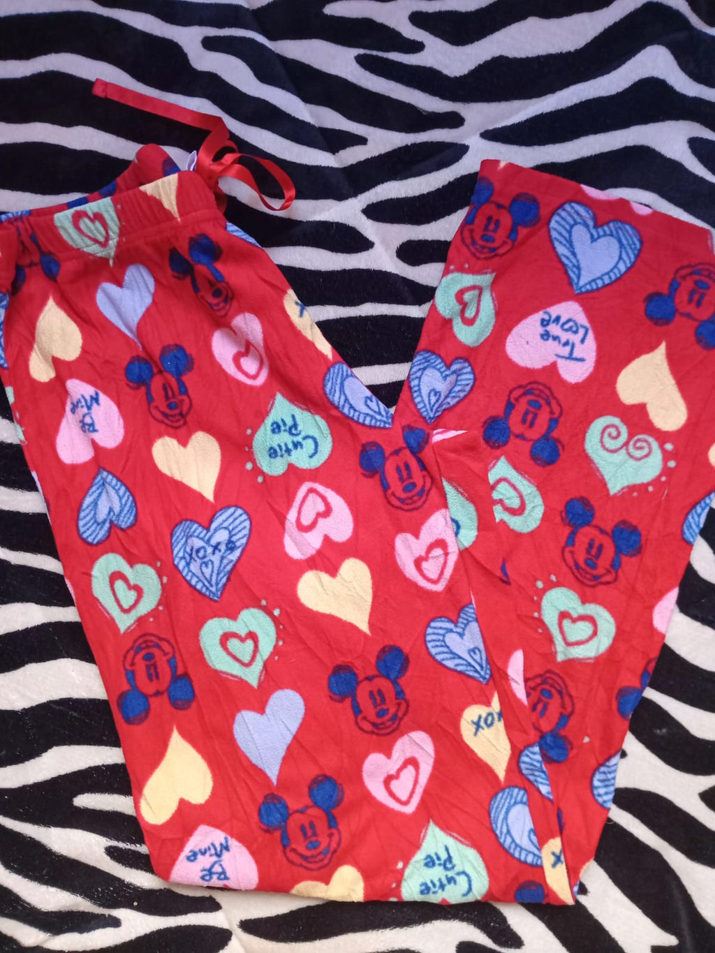 Mickey Mouse Hearts Print Fleece Pants