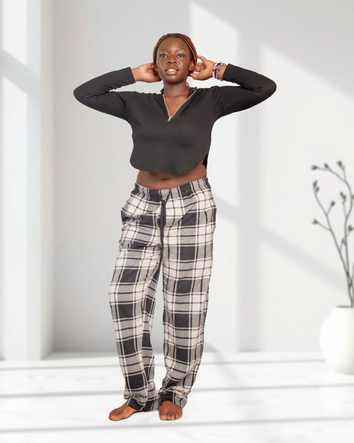 Plaid Tartan Drawstring Lounge Pants