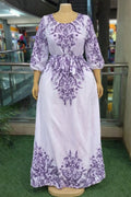 Purple Paisley Embroidered Maxi Dress