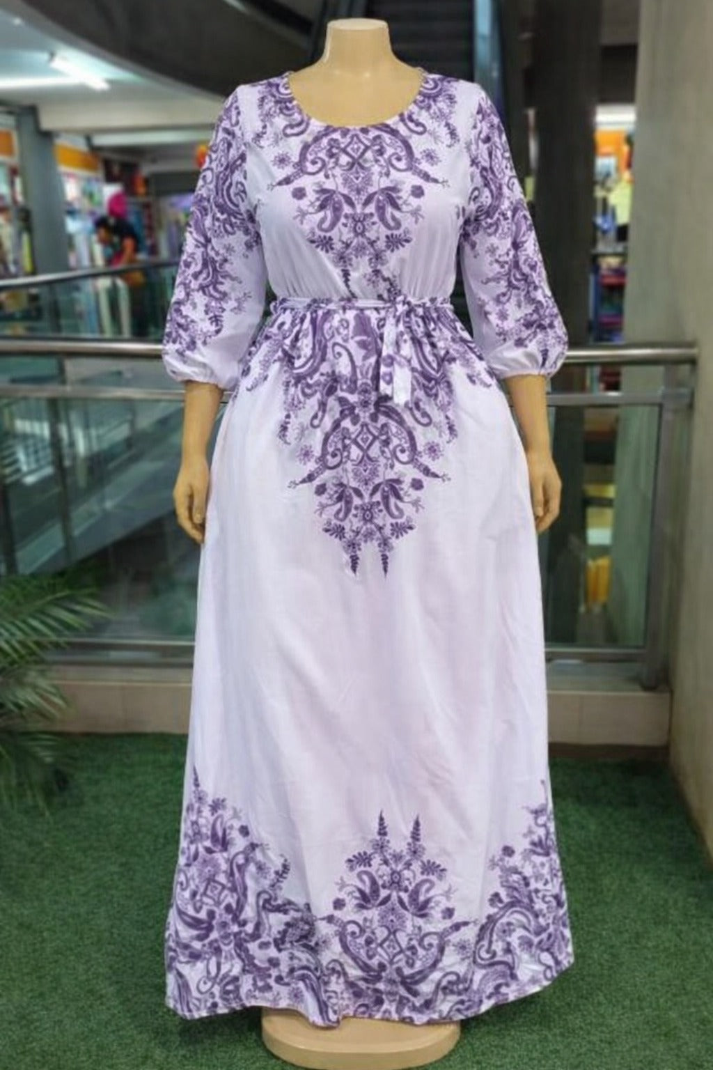 Purple Paisley Embroidered Maxi Dress